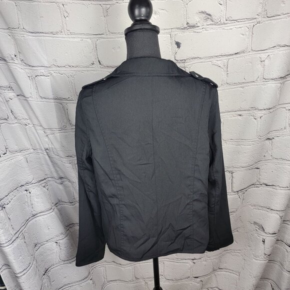 Who What Wear Black Drapey Moto Jacket Asymmetrical Zipper Interview Women's‎ L - Picture 6 of 8